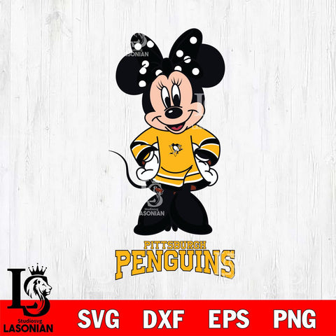 Pittsburgh Penguins Minnie Mouse NHL Hockey SVG DXF EPS PNG FILE,NHL File Cut,Disney Digital Download,Instant Download, Silhouette