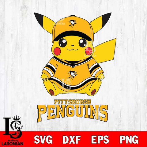 Pittsburgh Penguins Pikachu NHL Hockey SVG DXF EPS PNG FILE,NHL File Cut,Disney Digital Download,Instant Download, Silhouette
