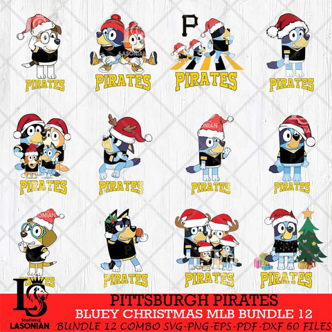 Pittsburgh Pirates Bluey Christmas MLB Bundle 12 file Cricut , Bluey Cricut , Christmas Svg , Bluey svg , Digital Download, dxf eps png pdf file