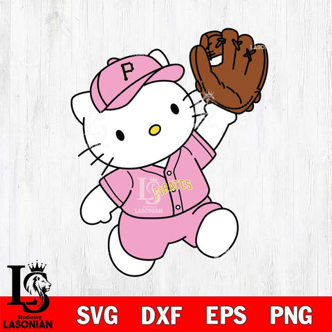 Pittsburgh Pirates Hello Kitty Pink throw baseball SVG DXF EPS PNG FILE, MLB File Cut,Hello Kitty Digital Download,Instant Download, Silhouette
