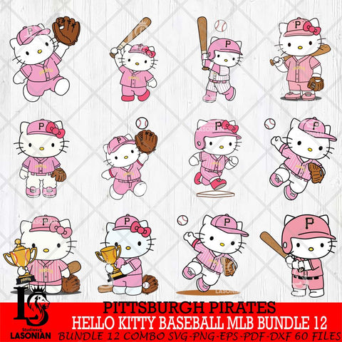 Pittsburgh Pirates Hello Kitty Player Baseball MLB Bundle 12 SVG DXF EPS PNG FILE, MLB Bundle File Cut,Hello Kitty Digital Download,Instant Download, Silhouette