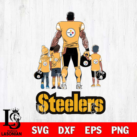 Pittsburgh Steelers 4 Father and son Rugby SVG DXF EPS PNG FILE,NFL SVG, Father day Digital Download,Instant Download, Silhouette