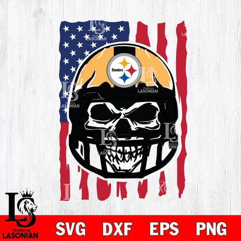 Pittsburgh Steelers American Skull Helmet Svg Eps Dxf Png File, Digital Download, Instant Download
