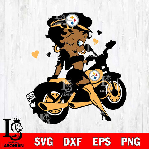 Pittsburgh Steelers Betty Boop And Badass Motor SVG Svg Eps Dxf Png File, Digital Download, Instant Download