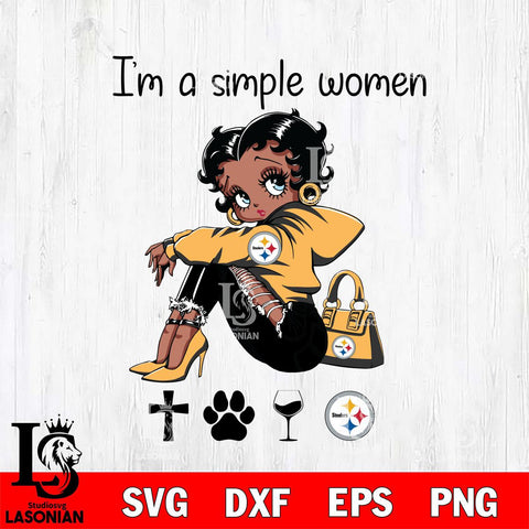 Pittsburgh Steelers Betty Boop Black Fan I Am Simple Women Svg Eps Dxf Png File, Digital Download