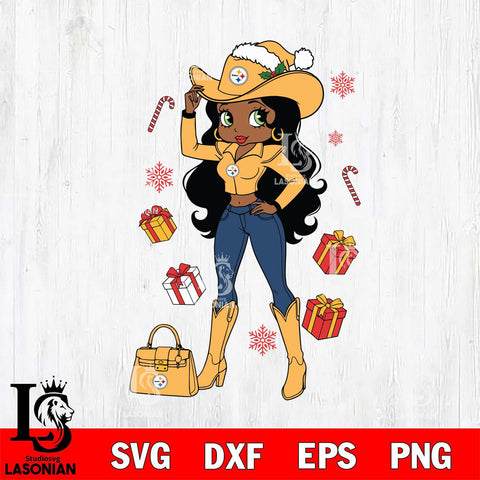 Pittsburgh Steelers Betty Boop Cowboy File Cut, NFL SVG DXF EPS PNG PDF File, Digital Download , Criucut , Silhouette