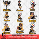 Pittsburgh Steelers Black Fan Girl Betty Boop Bundle 9 Svg Eps Dxf Png File, Digital Download, Instant Download