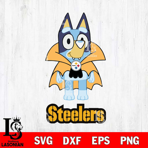 Pittsburgh Steelers Bluey Dracula Halloween Svg Eps Dxf Png File, Digital Download, Instant Download