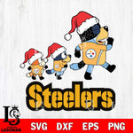 Pittsburgh Steelers Bluey Family Christmas Svg Eps Dxf Png File, Digital Download