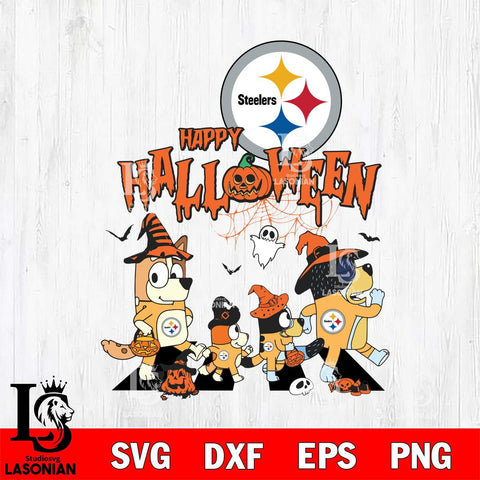 Pittsburgh Steelers Bluey Halloween Family Svg Eps Dxf Png File, Digital Download, Instant Download