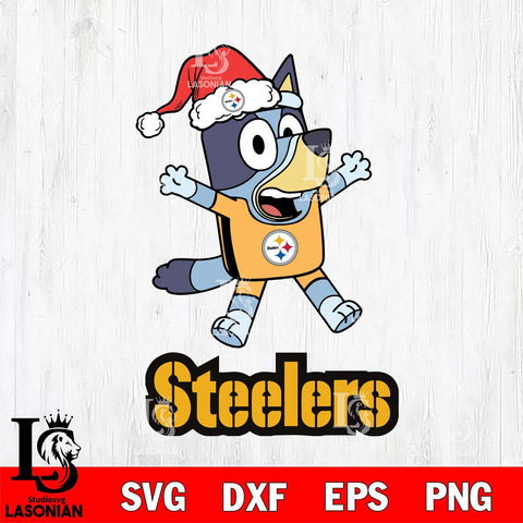 Pittsburgh Steelers Bluey Happy Christmas Svg Eps Dxf Png File, Digital Download