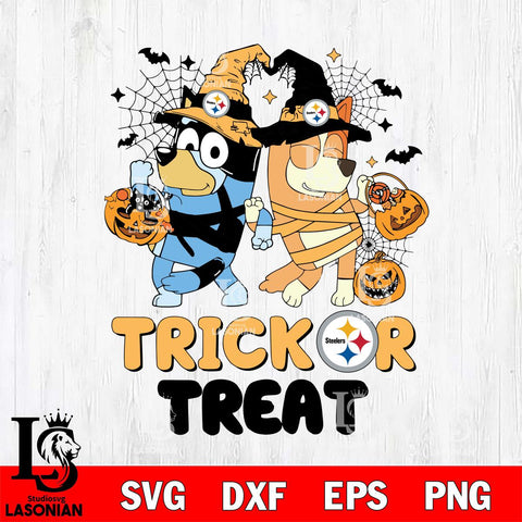 Pittsburgh Steelers Bluey Trick or Treat Halloween 2 Svg Eps Dxf Png File, Digital Download, Instant Download