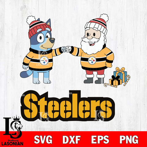 Pittsburgh Steelers Bluey With Satan Christmas Cricut,Christmas SVG DXF EPS PNG FILE, Digital Download,Instant Download, Silhouette