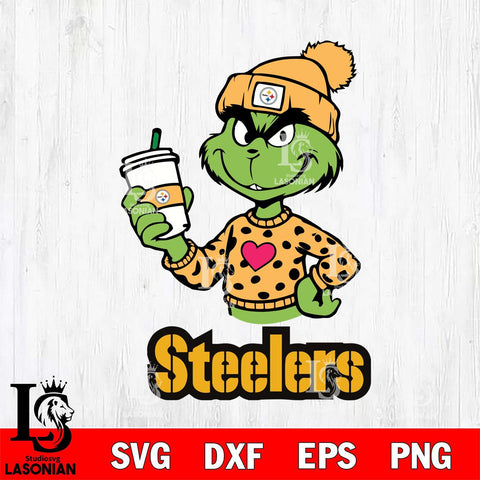 Pittsburgh Steelers Boujee Grinch Heart Christmas Svg Eps Dxf Png File,Cricut svg files, Digital Download, Instant Download