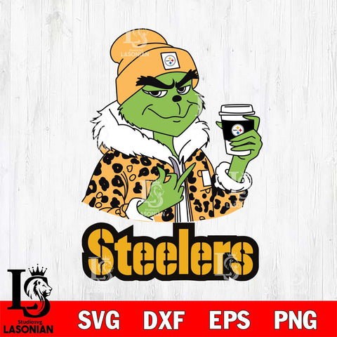 Pittsburgh Steelers Boujee Grinch Leopard Christmas Svg Eps Dxf Png File,Cricut svg files, Digital Download, Instant Download