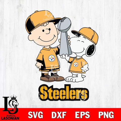 Pittsburgh Steelers Charlie Brown and Snoopy Champions Svg Eps Dxf Png File, NFL svg , Digital Download , Instant Download, Cricut File