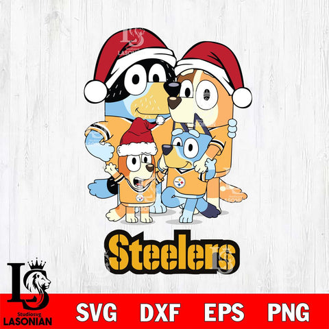 Pittsburgh Steelers Christmas Bluey Family Sport Svg Eps Dxf Png File,Cut Svg Files, Digital File, Sublimation