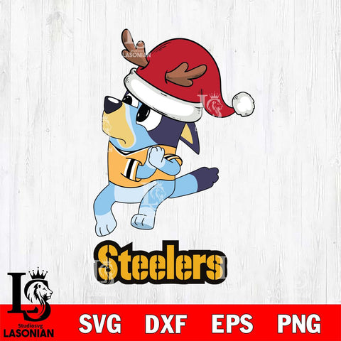 Pittsburgh Steelers Christmas Bluey Santa Claus Svg Eps Dxf Png File,Cut Svg Files, Digital File, Sublimation