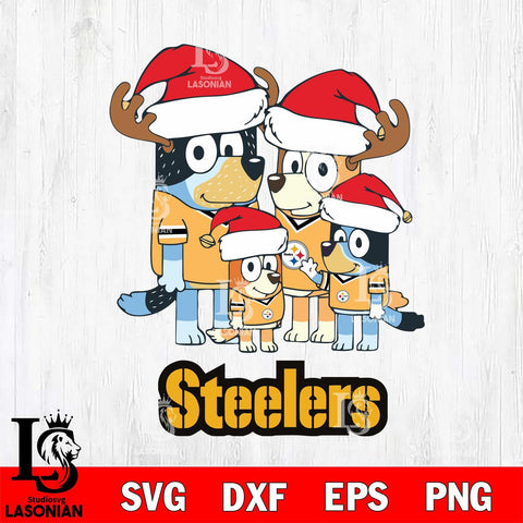 Pittsburgh Steelers Christmas Bluey Santa Family Svg Eps Dxf Png File,Cut Svg Files, Digital File, Sublimation