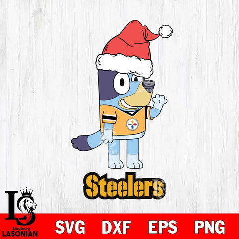 Pittsburgh Steelers Christmas Bluey Say Hi Svg Eps Dxf Png File,Cut Svg Files, Digital File, Sublimation