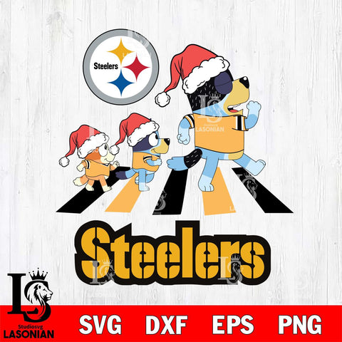 Pittsburgh Steelers Christmas Family Bluey Walking Svg Eps Dxf Png File,Cut Svg Files, Digital File, Sublimation