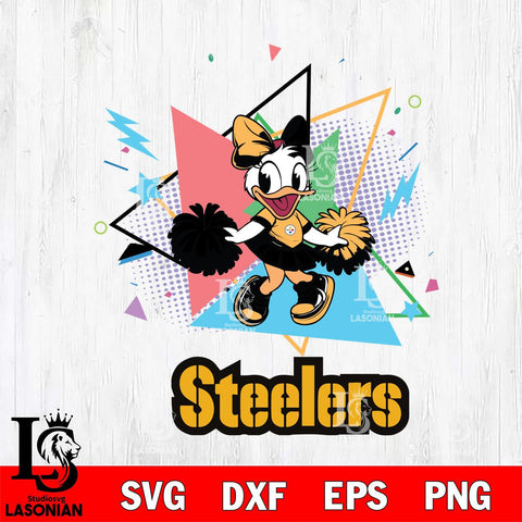 Pittsburgh Steelers Cute Daisy Duck Cheerleader SVG DXF EPS PNG FILE, Disney Father day File Cut,Digital Download,Instant Download,Disney Svg Files