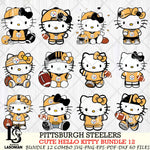 Pittsburgh Steelers Cute Hello Kitty NFL Bundle 12 SVG Svg Eps Dxf Png File, NFL svg, Digital Download, Instant Download