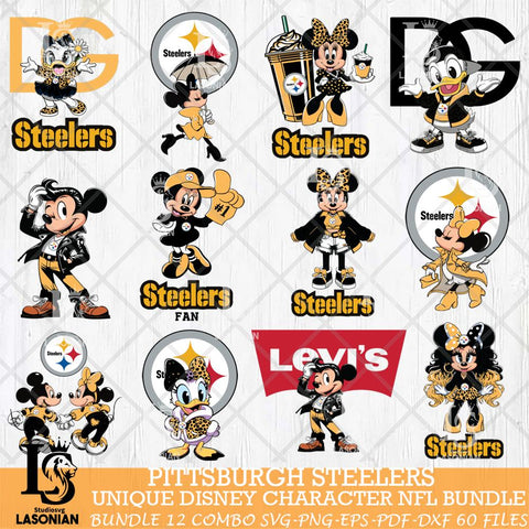 Pittsburgh Steelers Disney Characters NFL Bundle 12 Svg Eps Dxf Png File, Digital Download, Instant Download