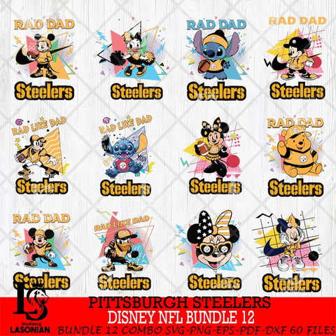 Pittsburgh Steelers Disney Rad Dad NFL Bundle 12 SVG DXF EPS PNG FILE, Father day File Cut,Digital Download,Instant Download,Disney Svg Files