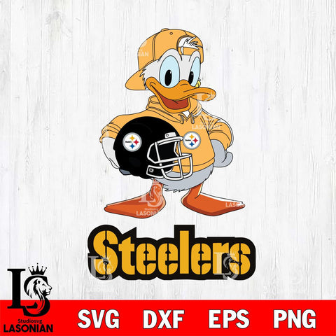 Pittsburgh Steelers Donald Duck Rugby Helmet Cricut, NFL SVG DXF EPS PNG FILE, Digital Download,Instant Download, Silhouette