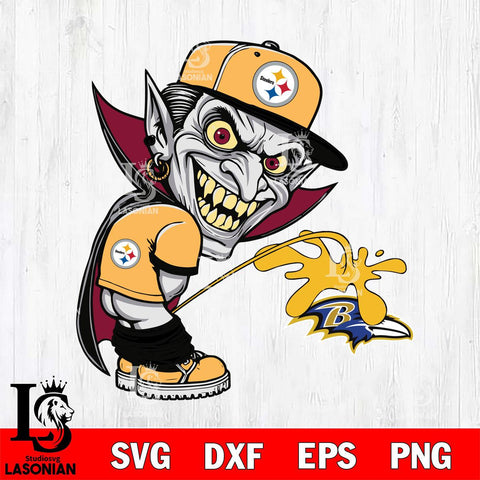 Pittsburgh Steelers Dracula Piss On Baltimore Ravens Svg Eps Dxf Png File, Digital Download, Instant Download