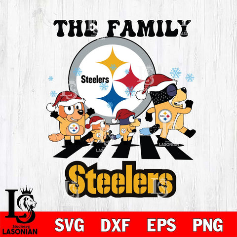 Pittsburgh Steelers Family Bluey Christmas Svg Eps Dxf Png File, Digital Download