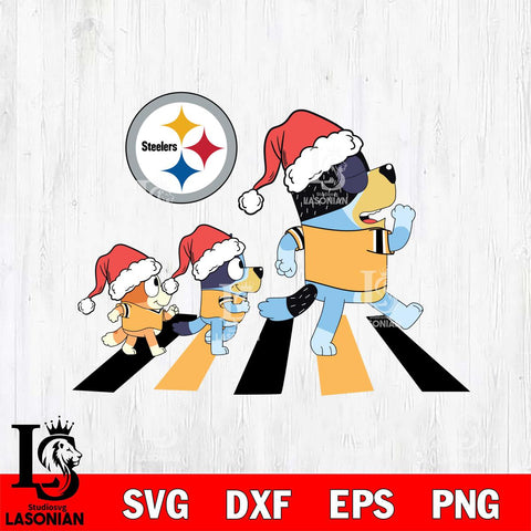 Pittsburgh Steelers Family Bluey Walking Christmas Svg Eps Dxf Png File, Digital Download, Instant Download