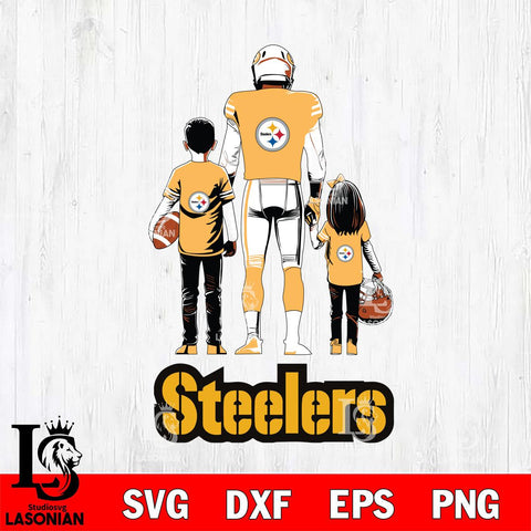 Pittsburgh Steelers Father And Child Football SVG DXF EPS PNG FILE,NFL SVG, Father day Digital Download,Instant Download, Silhouette