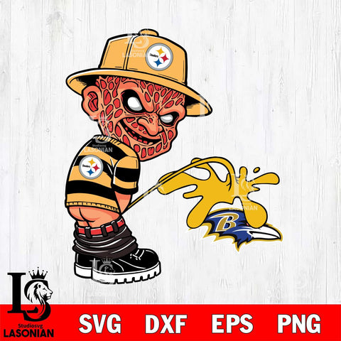 Pittsburgh Steelers Freddy Krueger Piss On Baltimore Ravens Svg Eps Dxf Png File, Digital Download, Instant Download
