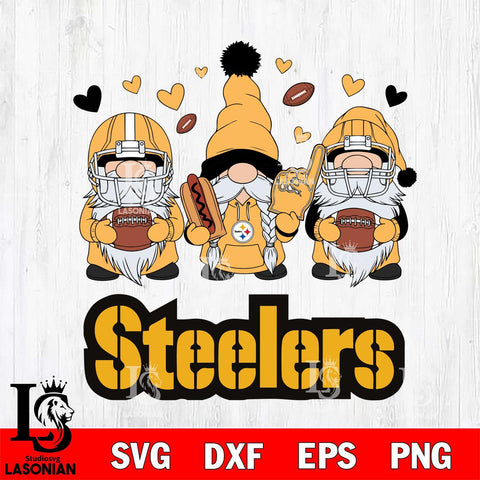 Pittsburgh Steelers Gnome Rugby File Cut, NFL SVG, Digital Download , CHRISTMAS Criucut , Silhouette