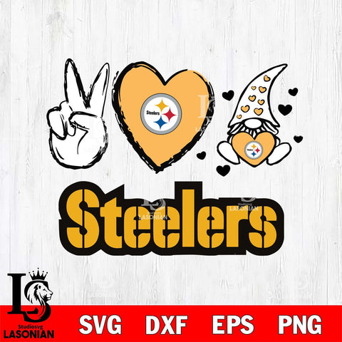 Pittsburgh Steelers Gnomes Peace & Love Svg Eps Dxf Png File, Digital Download, Instant Download
