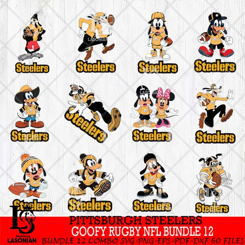 Pittsburgh Steelers Goofy Rugby NFL Bundle 12 SVG DXF EPS PNG FILE,NFL bundle svg ,Football Digital Download,Instant Download, Silhouette