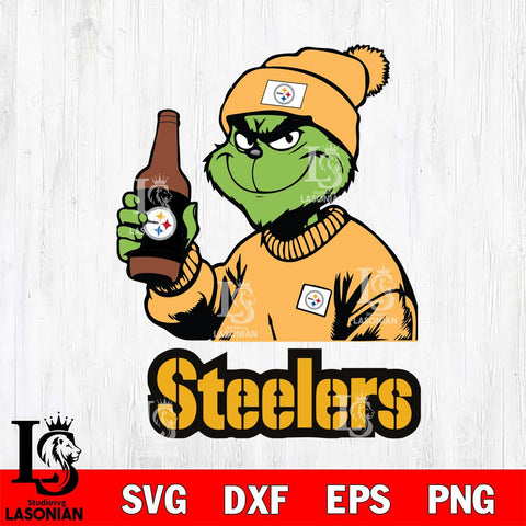 Pittsburgh Steelers Grinch Drinking Beer Christmas Svg Eps Dxf Png File,Cricut svg files, Digital Download, Instant Download