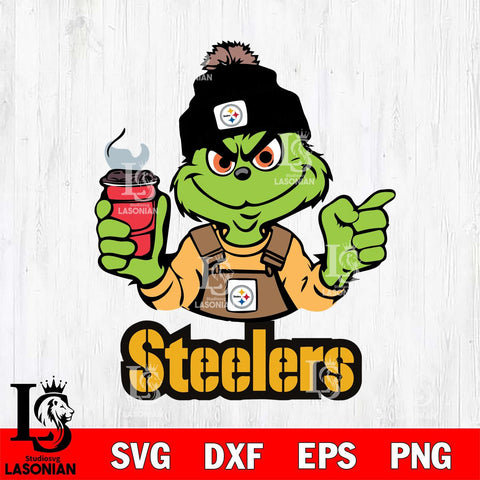Pittsburgh Steelers Grinch with coffee Svg Eps Dxf Png File, Digital Download, Instant Download