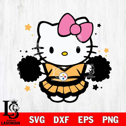 Pittsburgh Steelers Hello Kitty Cheerleader 10 Svg Eps Dxf Png File, Digital Download, Instant Download