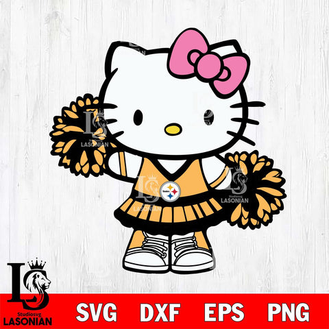 Pittsburgh Steelers Hello Kitty Cheerleader 11 Svg Eps Dxf Png File, Digital Download, Instant Download