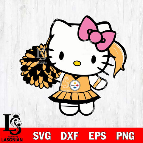 Pittsburgh Steelers Hello Kitty Cheerleader 12 Svg Eps Dxf Png File, Digital Download, Instant Download