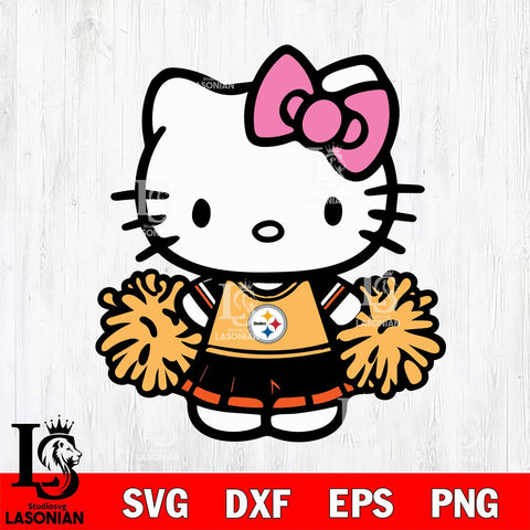 Pittsburgh Steelers Hello Kitty Cheerleader 2 Svg Eps Dxf Png File, Digital Download, Instant Download