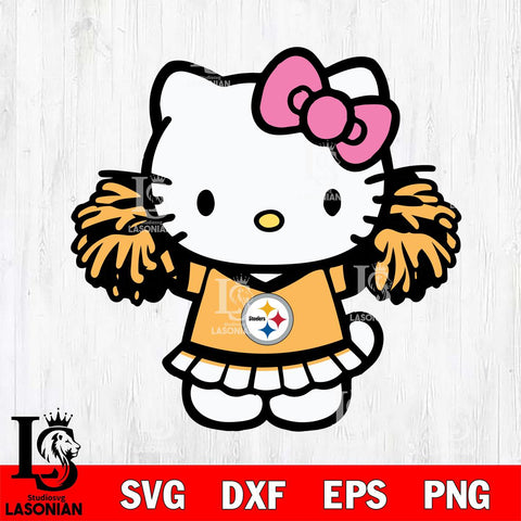 Pittsburgh Steelers Hello Kitty Cheerleader 3 Svg Eps Dxf Png File, Digital Download, Instant Download