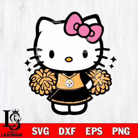 Pittsburgh Steelers Hello Kitty Cheerleader Svg Eps Dxf Png File, Digital Download, Instant Download