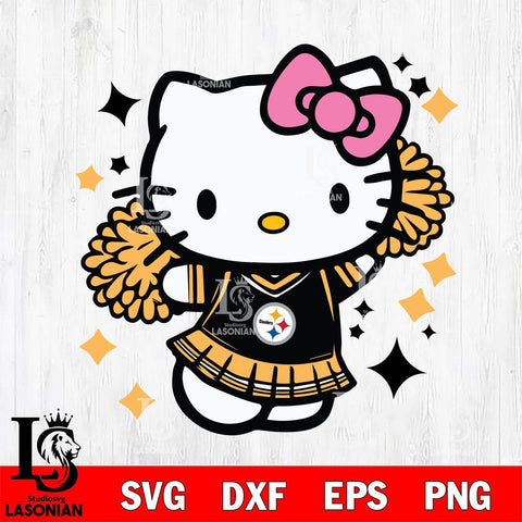 Pittsburgh Steelers Hello Kitty Cheerleader 4 Svg Eps Dxf Png File, Digital Download, Instant Download