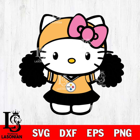Pittsburgh Steelers Hello Kitty Cheerleader 5 Svg Eps Dxf Png File, Digital Download, Instant Download