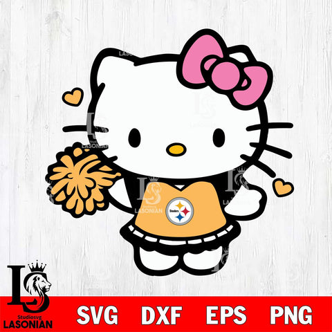 Pittsburgh Steelers Hello Kitty Cheerleader 6 Svg Eps Dxf Png File, Digital Download, Instant Download