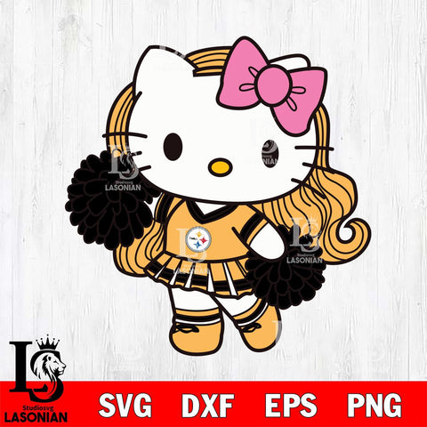 Pittsburgh Steelers Hello Kitty Cheerleader 7 Svg Eps Dxf Png File, Digital Download, Instant Download